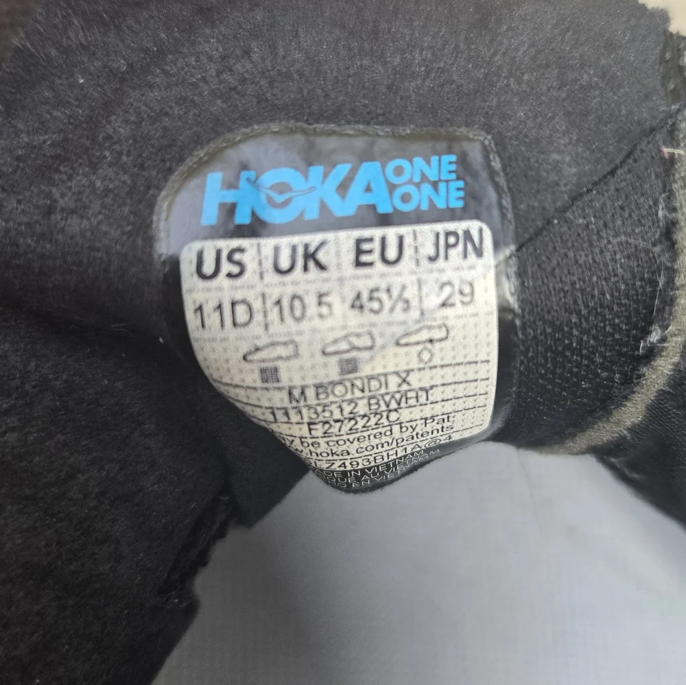 Hoka One One Bondi 8 Black and White Running Sneakers - Picture 6 of 8